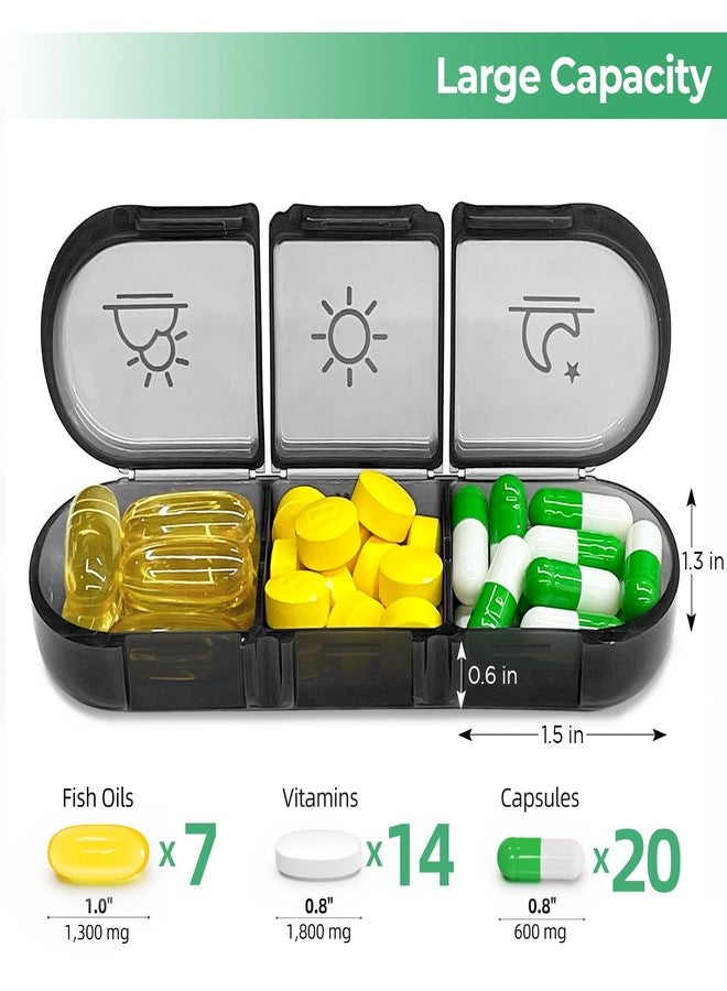 PULIV Portable 3 Times a Day Pill Organizer, 7 Day with Large Pill Containers, Light-Proof Pill Case for Vitamins, Medication, Supplements and Fish Oils (Black) - Image 2